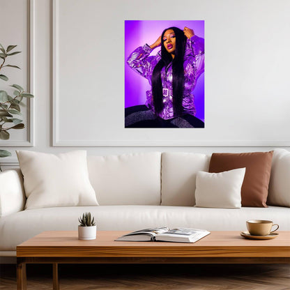 Megan Thee Stallion Purple Outfit | Photoshoot Poster | Hip Hop Star Wall Art - Music Poster