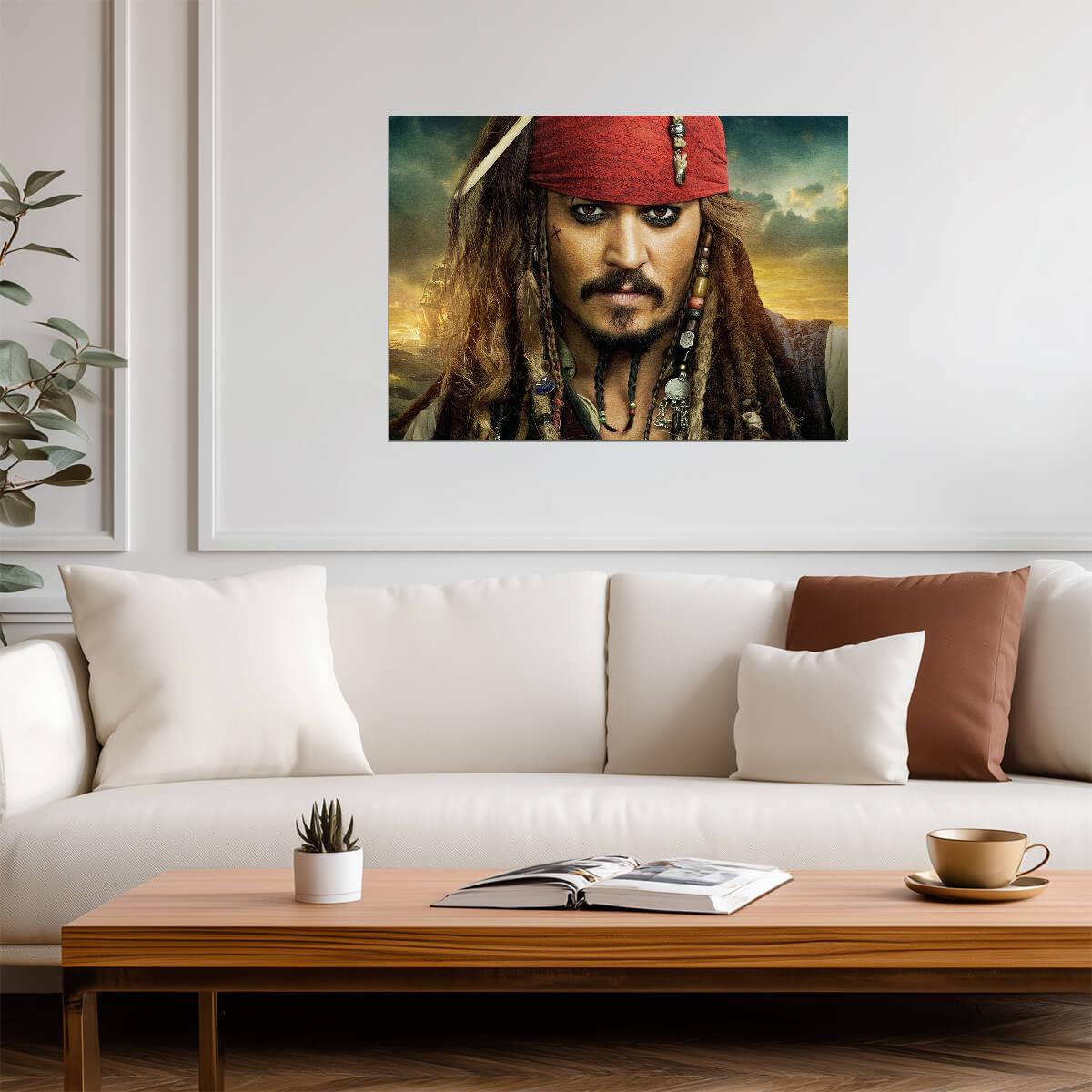 Pirates of the Caribbean Captain Jack Sparrow Portrait | Movie Poster | Johnny Depp Character Art - Movies & TV Poster