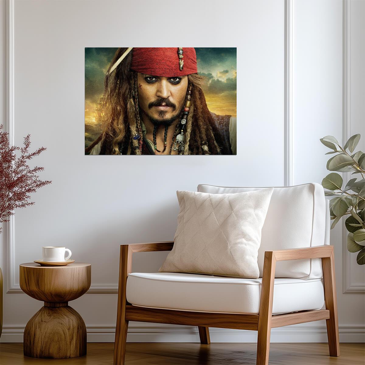 Pirates of the Caribbean Captain Jack Sparrow Portrait | Movie Poster | Johnny Depp Character Art - Movies & TV Poster