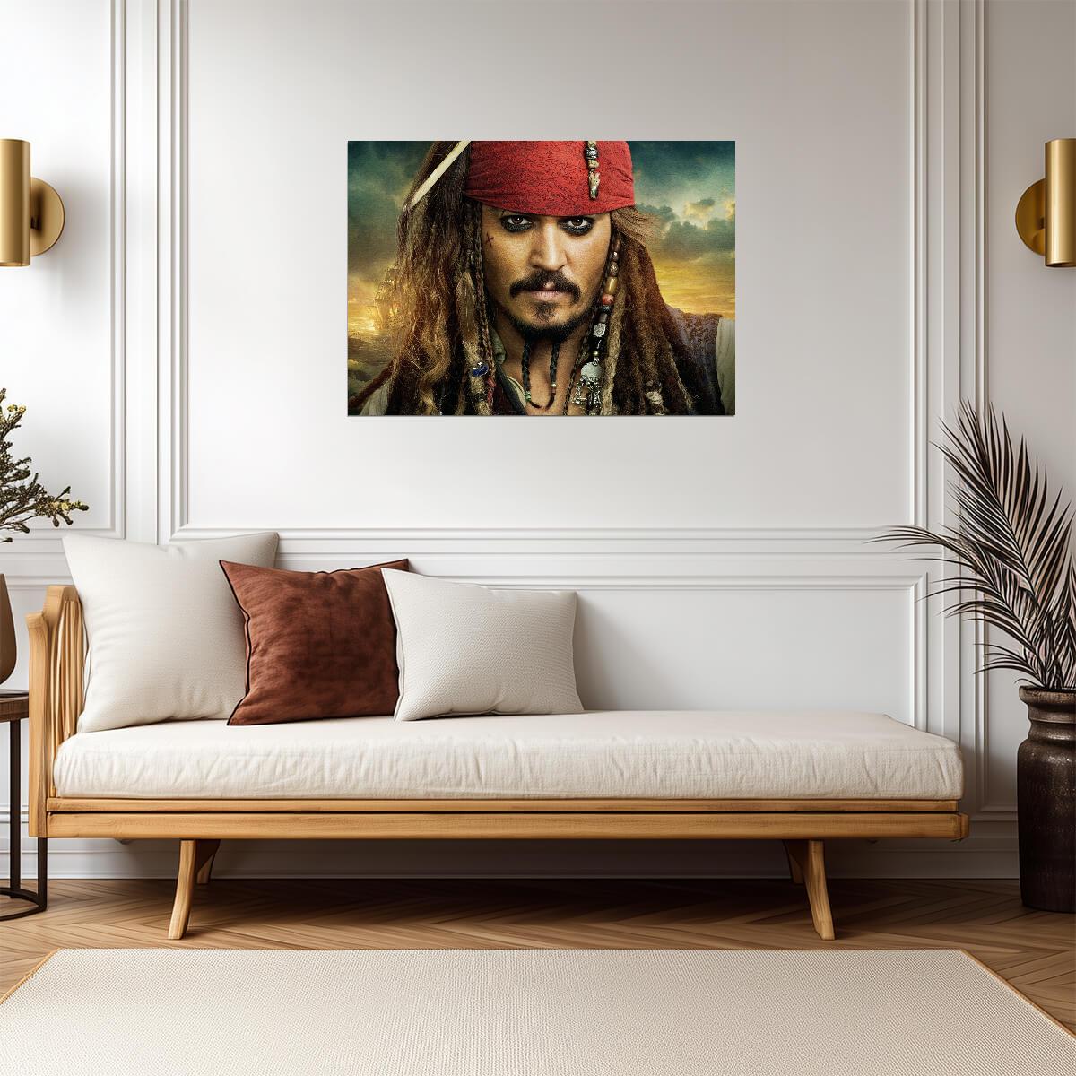 Pirates of the Caribbean Captain Jack Sparrow Portrait | Movie Poster | Johnny Depp Character Art - Movies & TV Poster