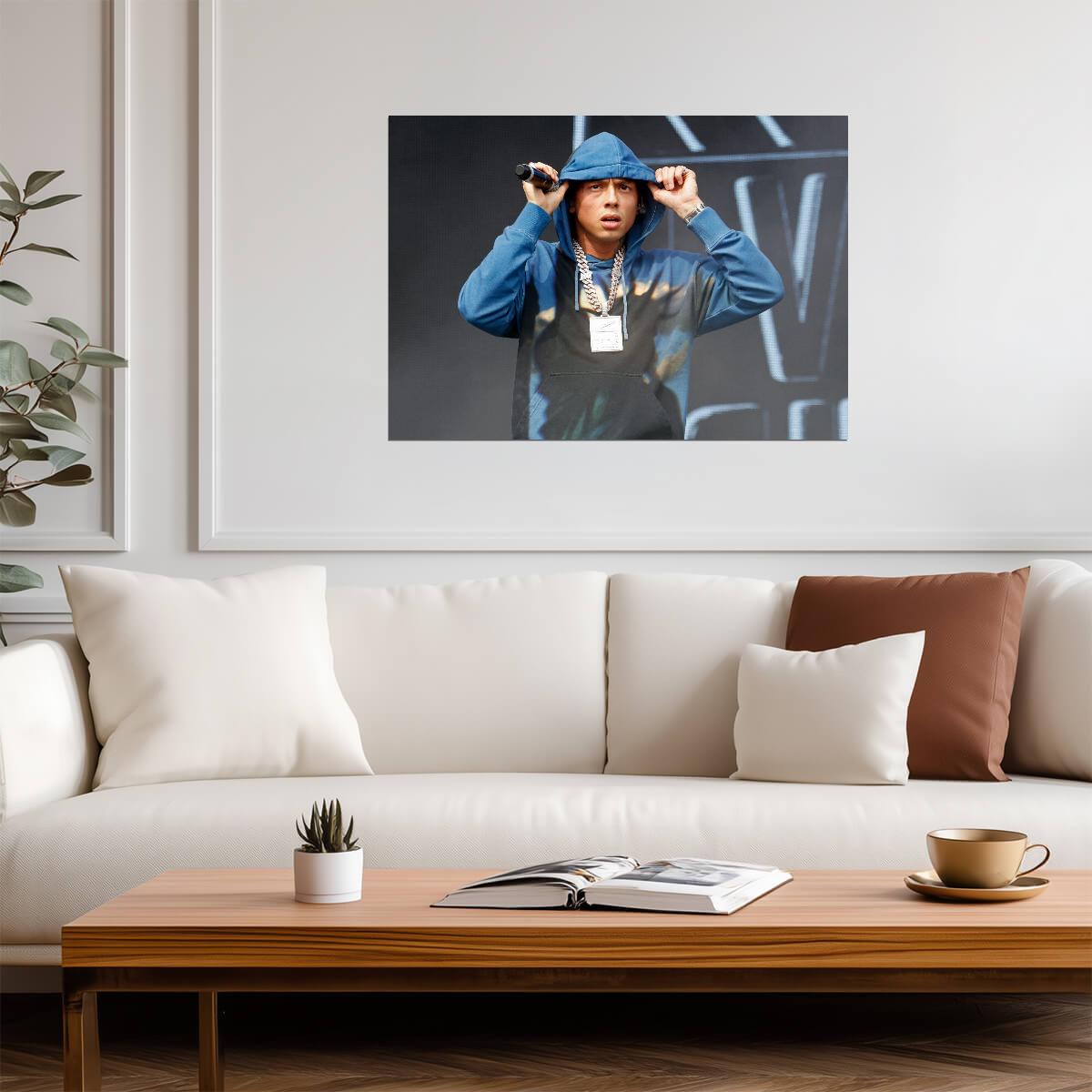 Central Cee Live on Stage | Blue Hoodie Concert Poster | UK Rap Performance Art - Music Poster