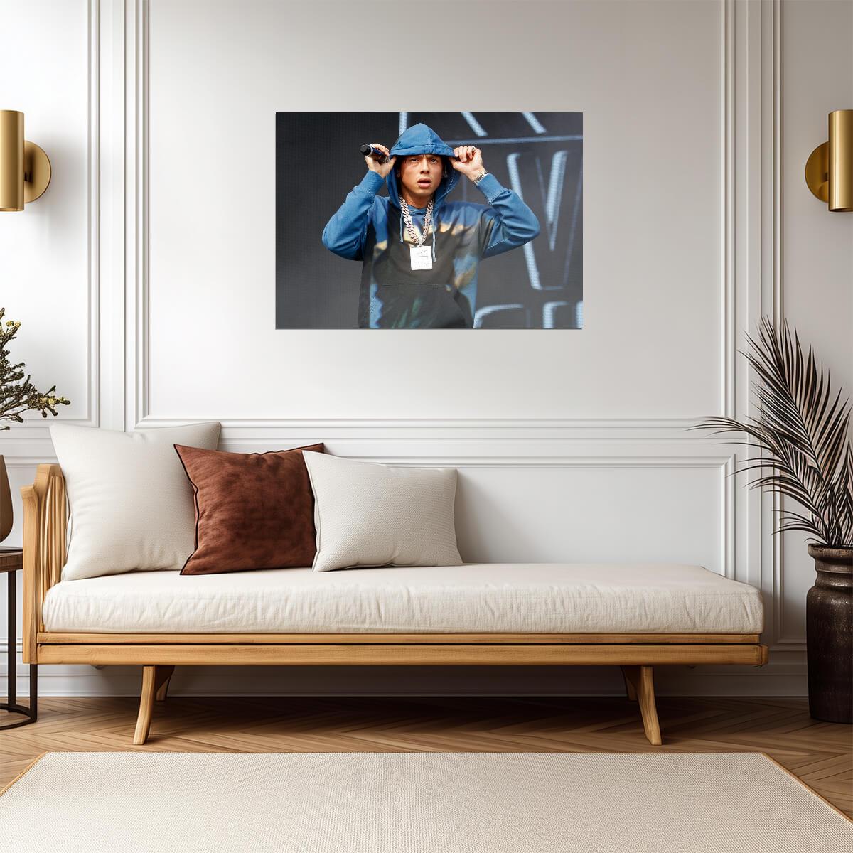 Central Cee Live on Stage | Blue Hoodie Concert Poster | UK Rap Performance Art - Music Poster