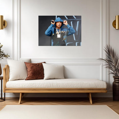 Central Cee Live on Stage | Blue Hoodie Concert Poster | UK Rap Performance Art - Music Poster