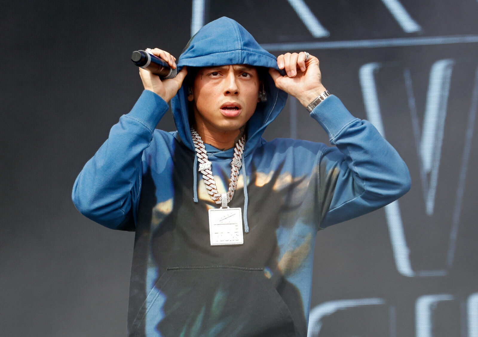 Central Cee Live on Stage | Blue Hoodie Concert Poster | UK Rap Performance Art - Music Poster