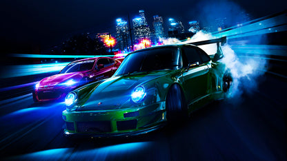 Need For Speed 2015 Porsche 911 RSR | Night Street Racing Poster | Neon Arcade Game Art - Video Games Poster