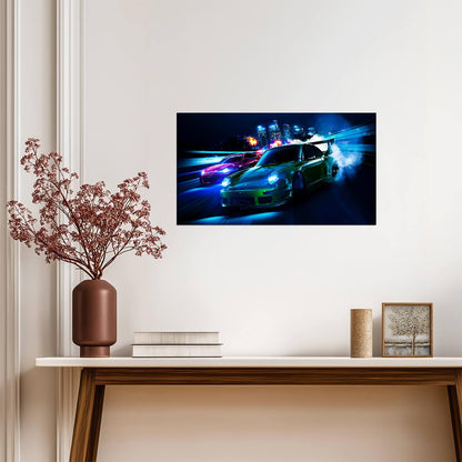 Need For Speed 2015 Porsche 911 RSR | Night Street Racing Poster | Neon Arcade Game Art - Video Games Poster