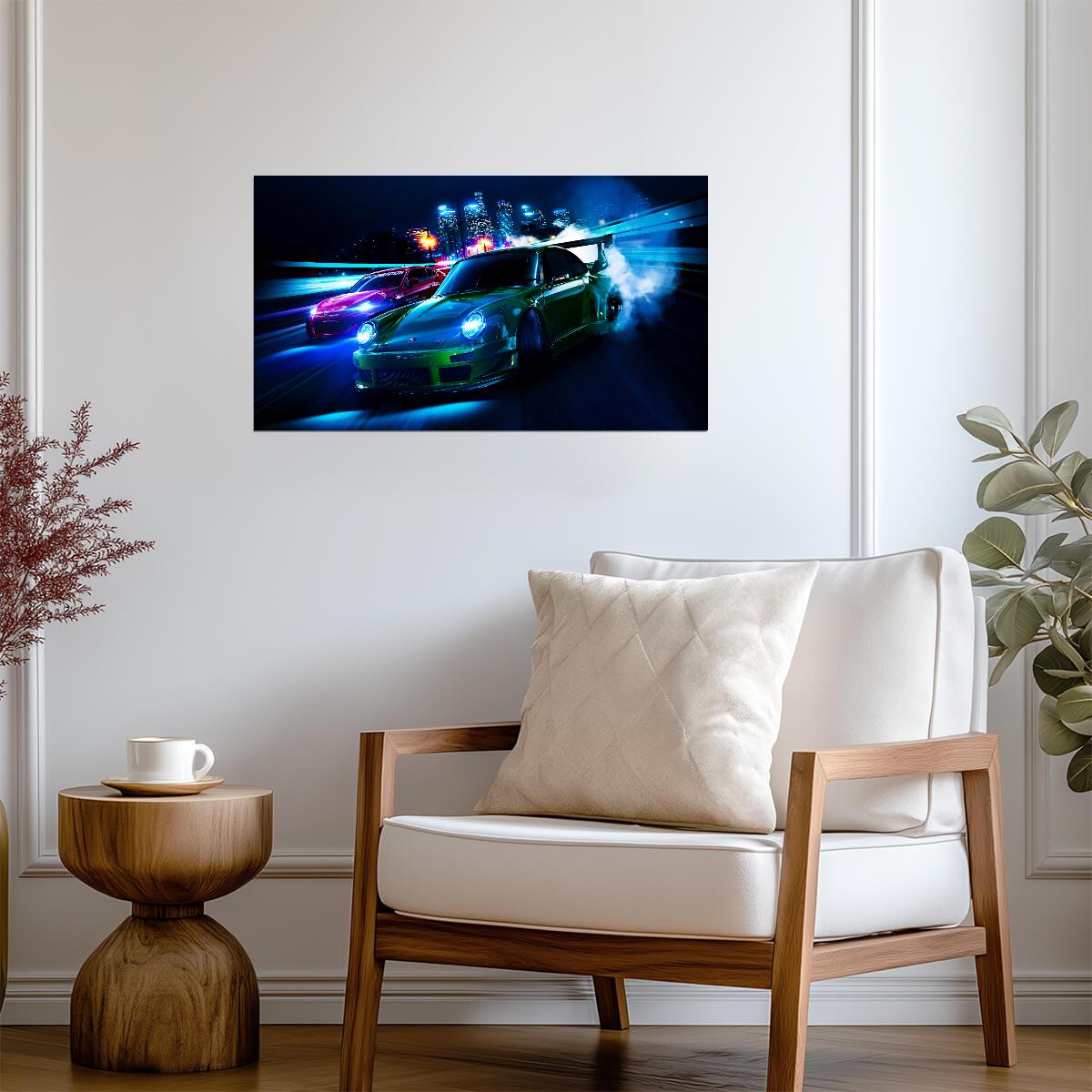 Need For Speed 2015 Porsche 911 RSR | Night Street Racing Poster | Neon Arcade Game Art - Video Games Poster