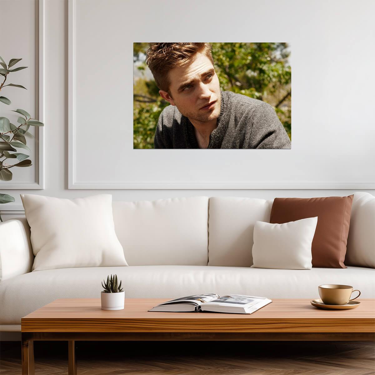 Robert Pattinson Sunlight Portrait | Grey Sweater Photo | Celebrity Actor Poster - Celebrities Poster