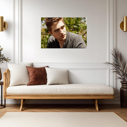 Robert Pattinson Sunlight Portrait | Grey Sweater Photo | Celebrity Actor Poster - Celebrities Poster