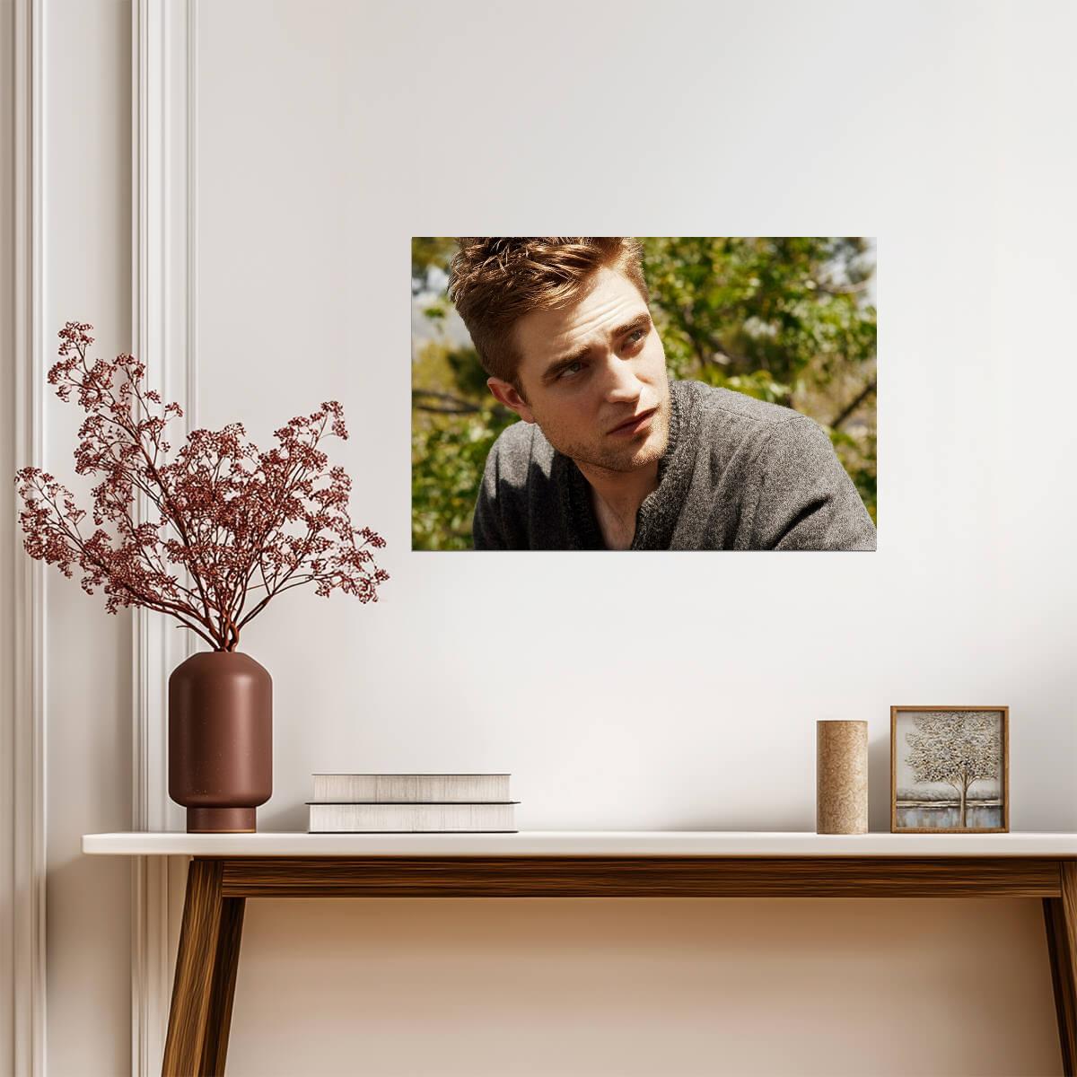 Robert Pattinson Sunlight Portrait | Grey Sweater Photo | Celebrity Actor Poster - Celebrities Poster