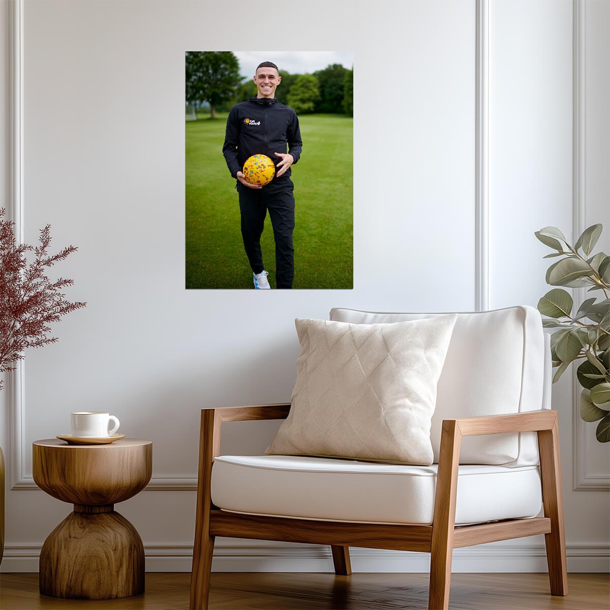 Phil Foden Holding Ball | Soccer Star Poster | Sports Wall Art - Sports Poster