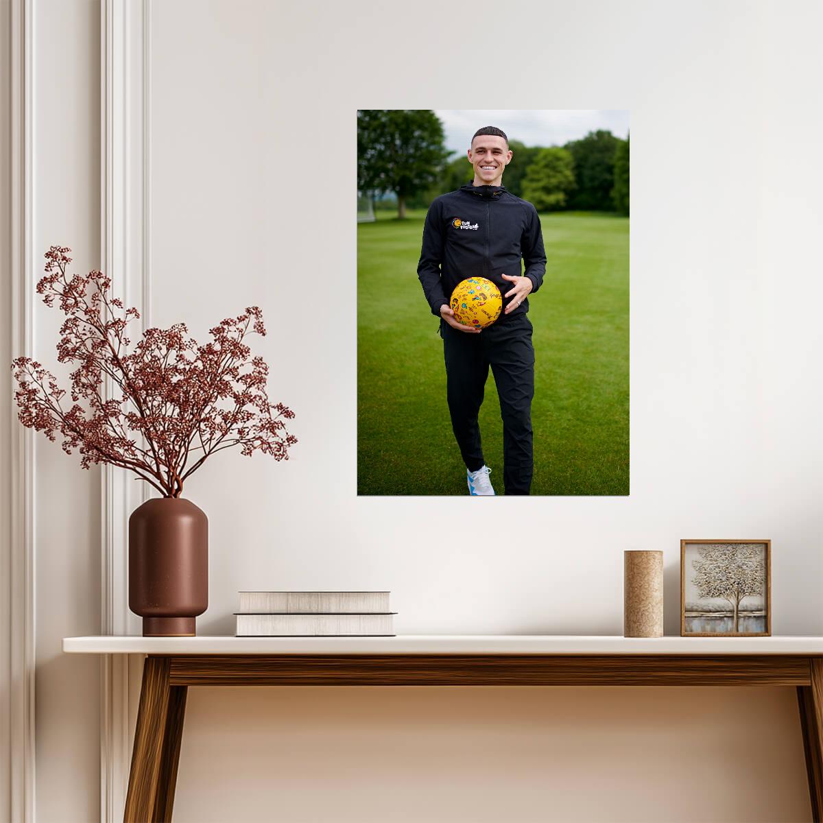 Phil Foden Holding Ball | Soccer Star Poster | Sports Wall Art - Sports Poster