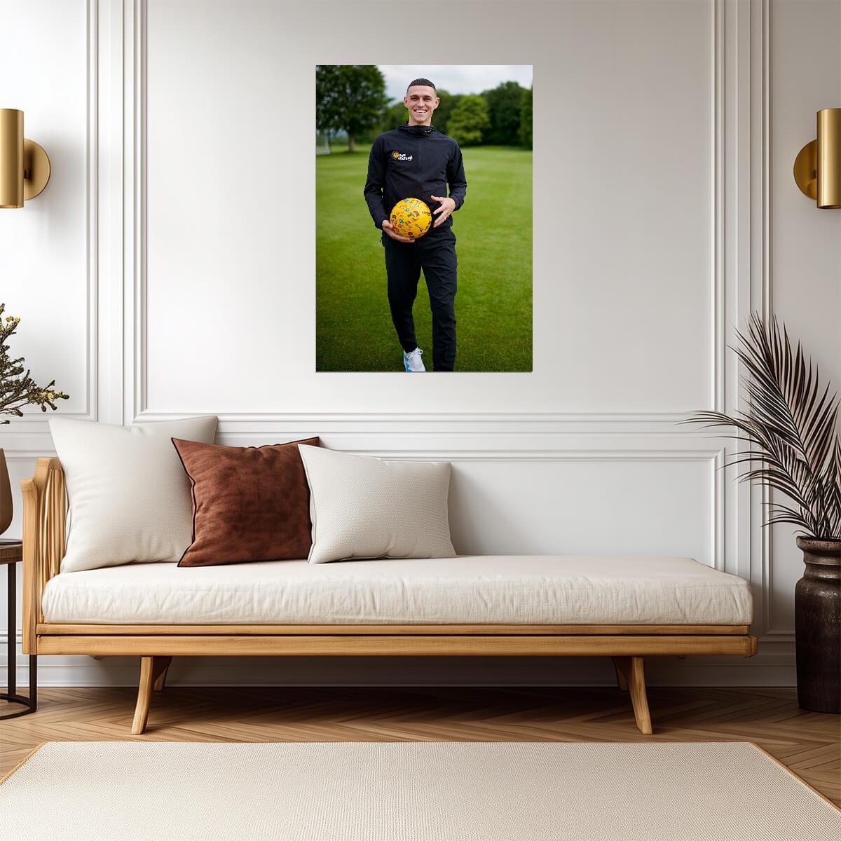 Phil Foden Holding Ball | Soccer Star Poster | Sports Wall Art - Sports Poster