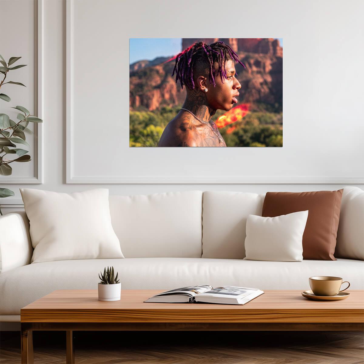 Nle Choppa Portrait Photoshoot | Warm Tone Poster | Hip Hop Star Wall Art - Music Poster