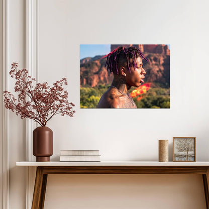 Nle Choppa Portrait Photoshoot | Warm Tone Poster | Hip Hop Star Wall Art - Music Poster