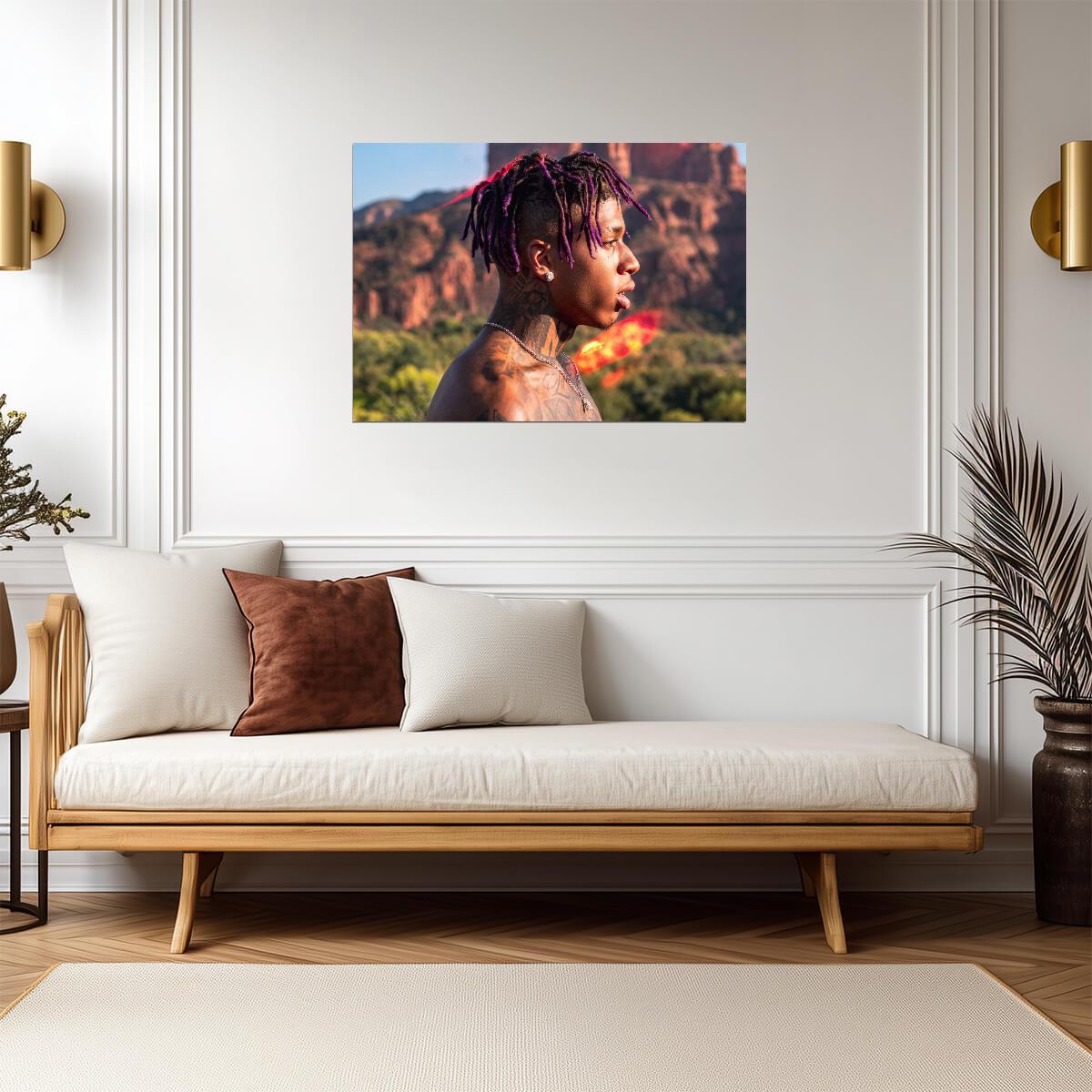 Nle Choppa Portrait Photoshoot | Warm Tone Poster | Hip Hop Star Wall Art - Music Poster