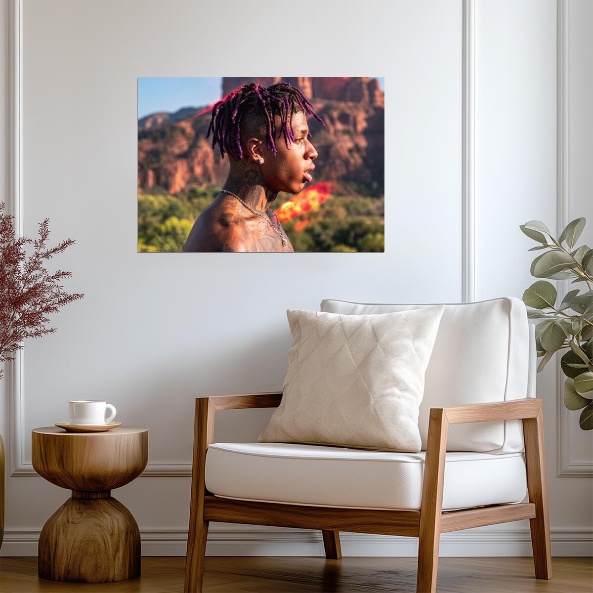 Nle Choppa Portrait Photoshoot | Warm Tone Poster | Hip Hop Star Wall Art - Music Poster