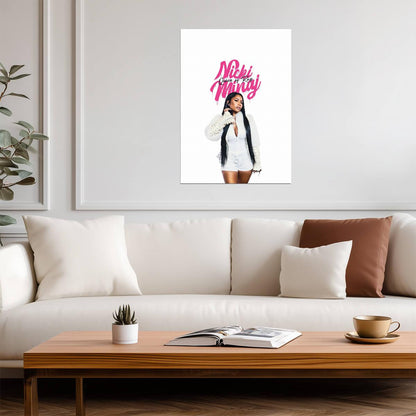 Nicki Minaj Queen of Rap Text Art | White Outfit Poster | Hip Hop Legend Print - Music Poster