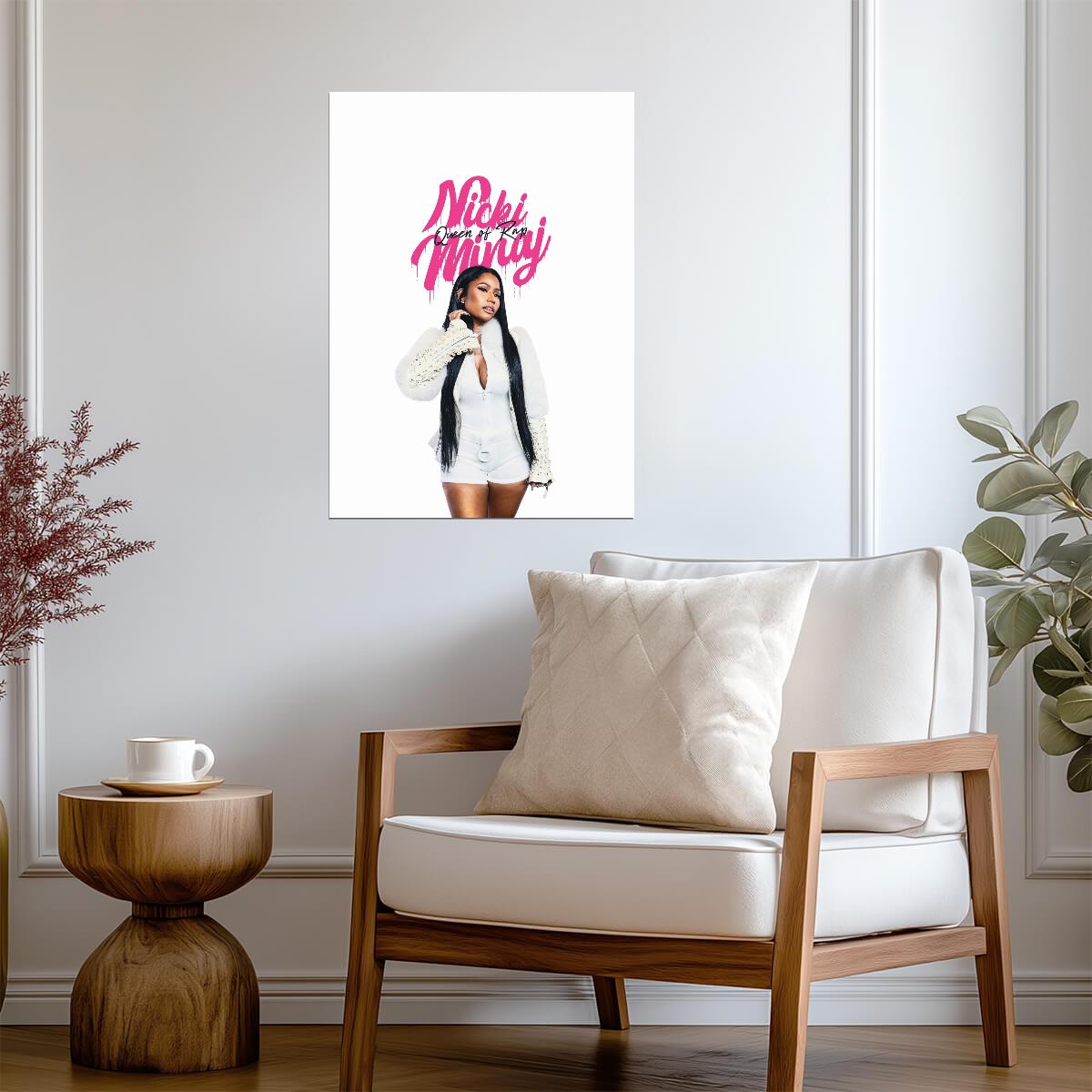 Nicki Minaj Queen of Rap Text Art | White Outfit Poster | Hip Hop Legend Print - Music Poster
