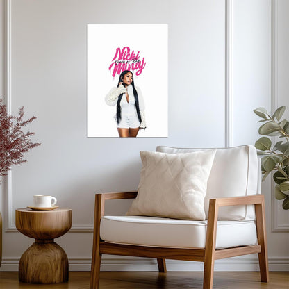 Nicki Minaj Queen of Rap Text Art | White Outfit Poster | Hip Hop Legend Print - Music Poster