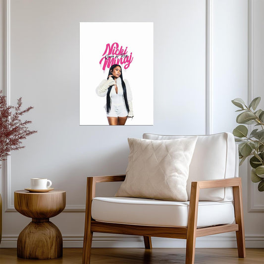 Nicki Minaj Queen of Rap Text Art | White Outfit Poster | Hip Hop Legend Print - Music Poster