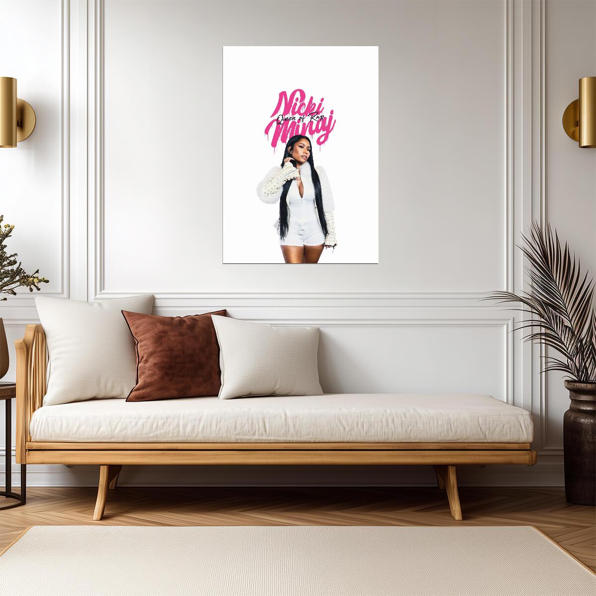 Nicki Minaj Queen of Rap Text Art | White Outfit Poster | Hip Hop Legend Print - Music Poster