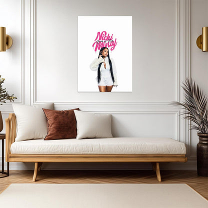 Nicki Minaj Queen of Rap Text Art | White Outfit Poster | Hip Hop Legend Print - Music Poster