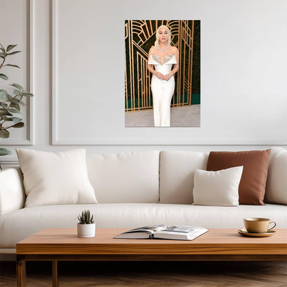 Lady Gaga Red Carpet | White Gown Fashion Poster | Music Star Wall Art - Music Poster