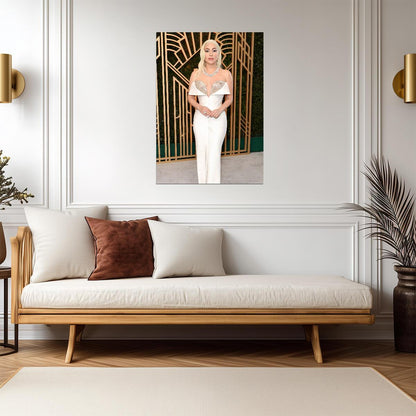 Lady Gaga Red Carpet | White Gown Fashion Poster | Music Star Wall Art - Music Poster