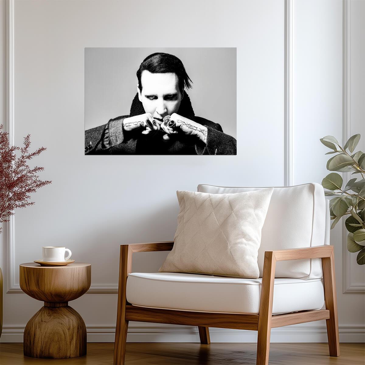 Marilyn Manson Black and White Portrait | Gothic Rock Poster | Music Star Wall Art - Music Poster