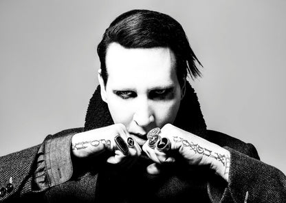 Marilyn Manson Black and White Portrait | Gothic Rock Poster | Music Star Wall Art - Music Poster