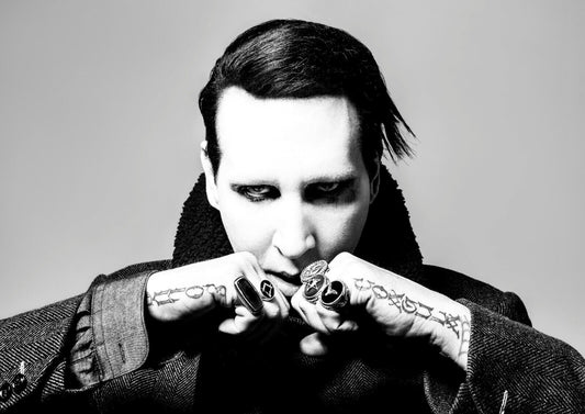 Marilyn Manson Black and White Portrait | Gothic Rock Poster | Music Star Wall Art - Music Poster