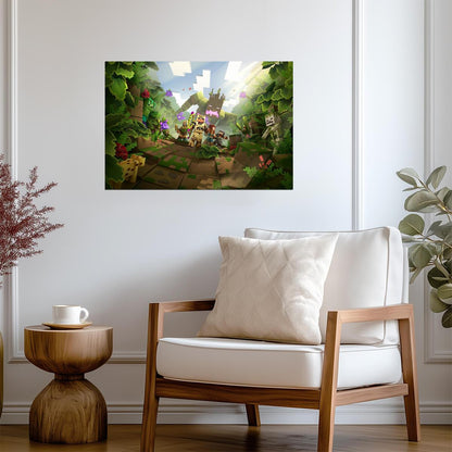 Minecraft Dungeons Jungle Awakens | Heroes vs Jungle Abomination Poster | Gaming Room Decor - Video Games Poster