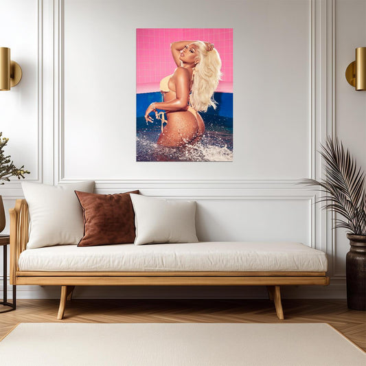 Megan Thee Stallion Yellow Bikini Photoshoot | Music Star Poster | Sexy Hip Hop Wall Art - Music Poster