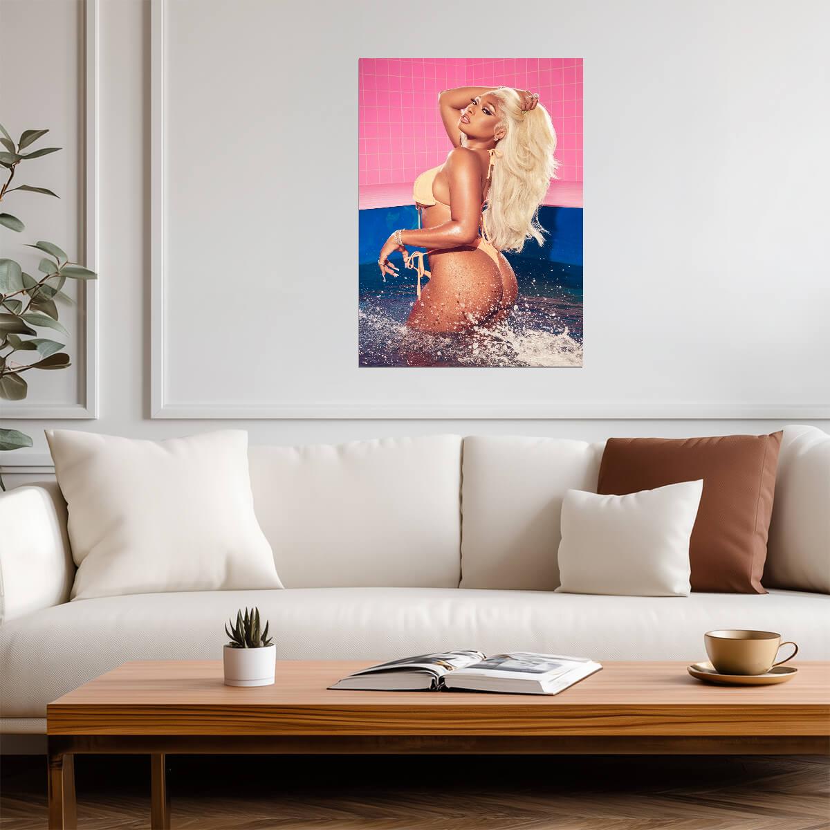 Megan Thee Stallion Yellow Bikini Photoshoot | Music Star Poster | Sexy Hip Hop Wall Art - Music Poster