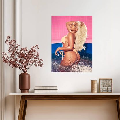 Megan Thee Stallion Yellow Bikini Photoshoot | Music Star Poster | Sexy Hip Hop Wall Art - Music Poster
