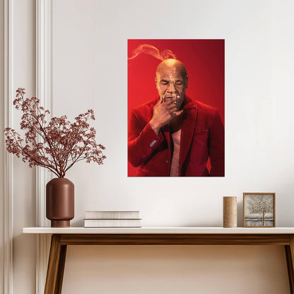 Mike Tyson Smoking in Red Jacket | Celebrity Portrait Poster | Boxing Legend Art - Sports Poster