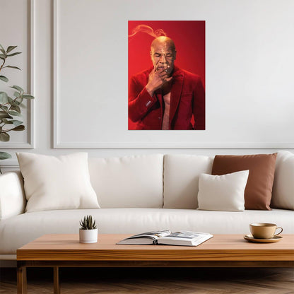 Mike Tyson Smoking in Red Jacket | Celebrity Portrait Poster | Boxing Legend Art - Sports Poster