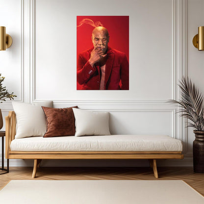 Mike Tyson Smoking in Red Jacket | Celebrity Portrait Poster | Boxing Legend Art - Sports Poster
