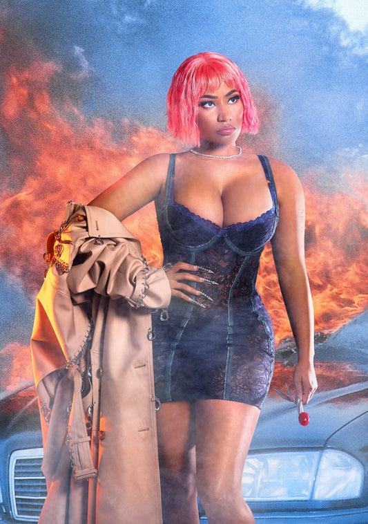 Nicki Minaj Red Ruby Da Sleeze | Pink Hair Explosion Poster | Hip Hop Music Art - Music Poster