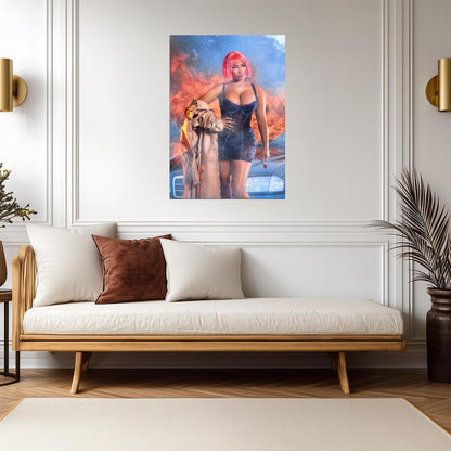 Nicki Minaj Red Ruby Da Sleeze | Pink Hair Explosion Poster | Hip Hop Music Art - Music Poster