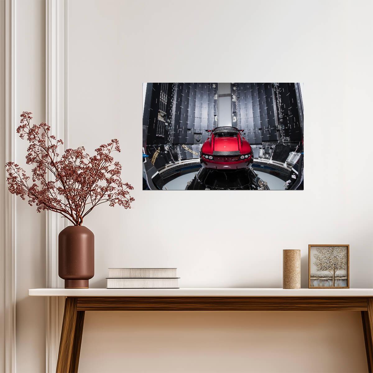 Tesla Roadster in SpaceX Fairing | Falcon Heavy Mission Poster | Historic Space Photography - Cars Poster