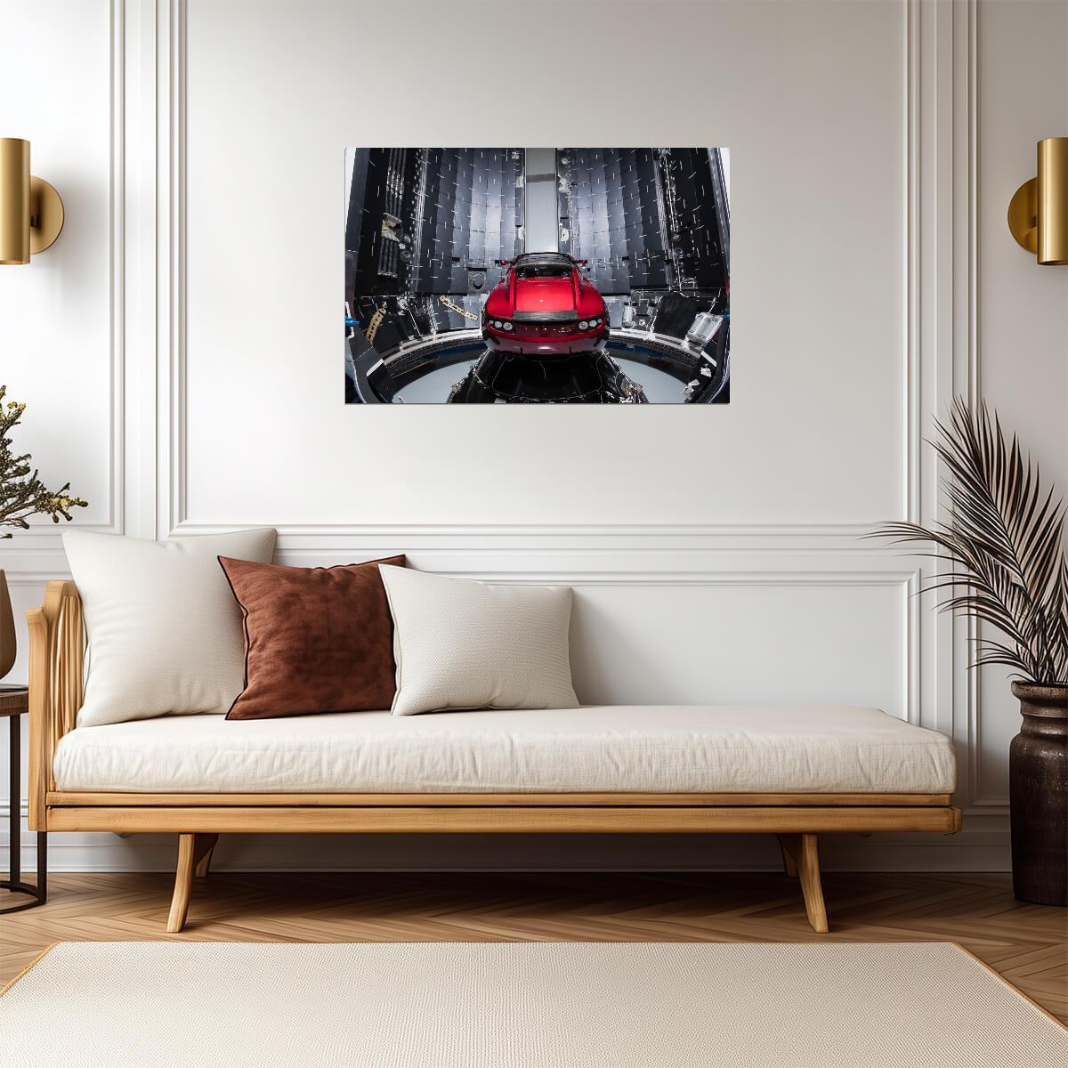 Tesla Roadster in SpaceX Fairing | Falcon Heavy Mission Poster | Historic Space Photography - Cars Poster