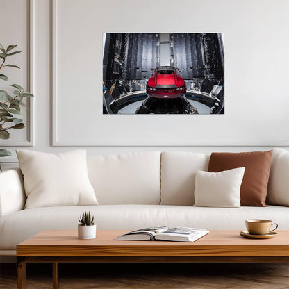 Tesla Roadster in SpaceX Fairing | Falcon Heavy Mission Poster | Historic Space Photography - Cars Poster