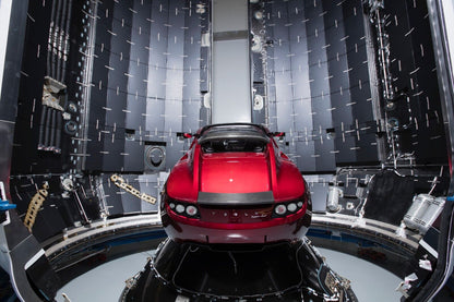 Tesla Roadster in SpaceX Fairing | Falcon Heavy Mission Poster | Historic Space Photography - Cars Poster