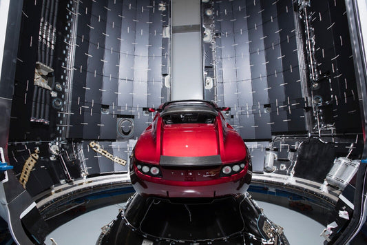 Tesla Roadster in SpaceX Fairing | Falcon Heavy Mission Poster | Historic Space Photography - Cars Poster