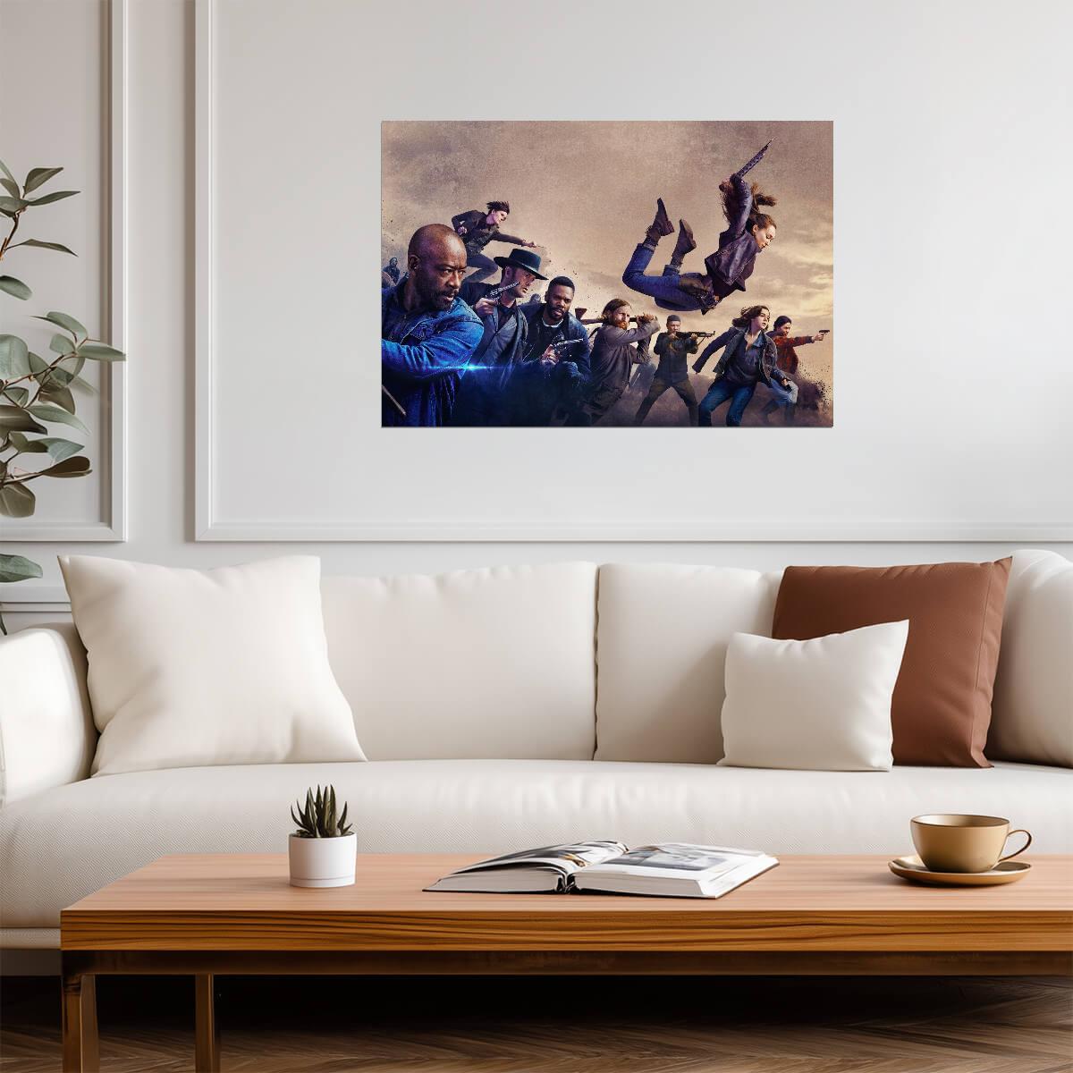 Fear The Walking Dead Season 5 | Cast Action Key Art | Zombie Spin-off Poster - Movies & TV Poster