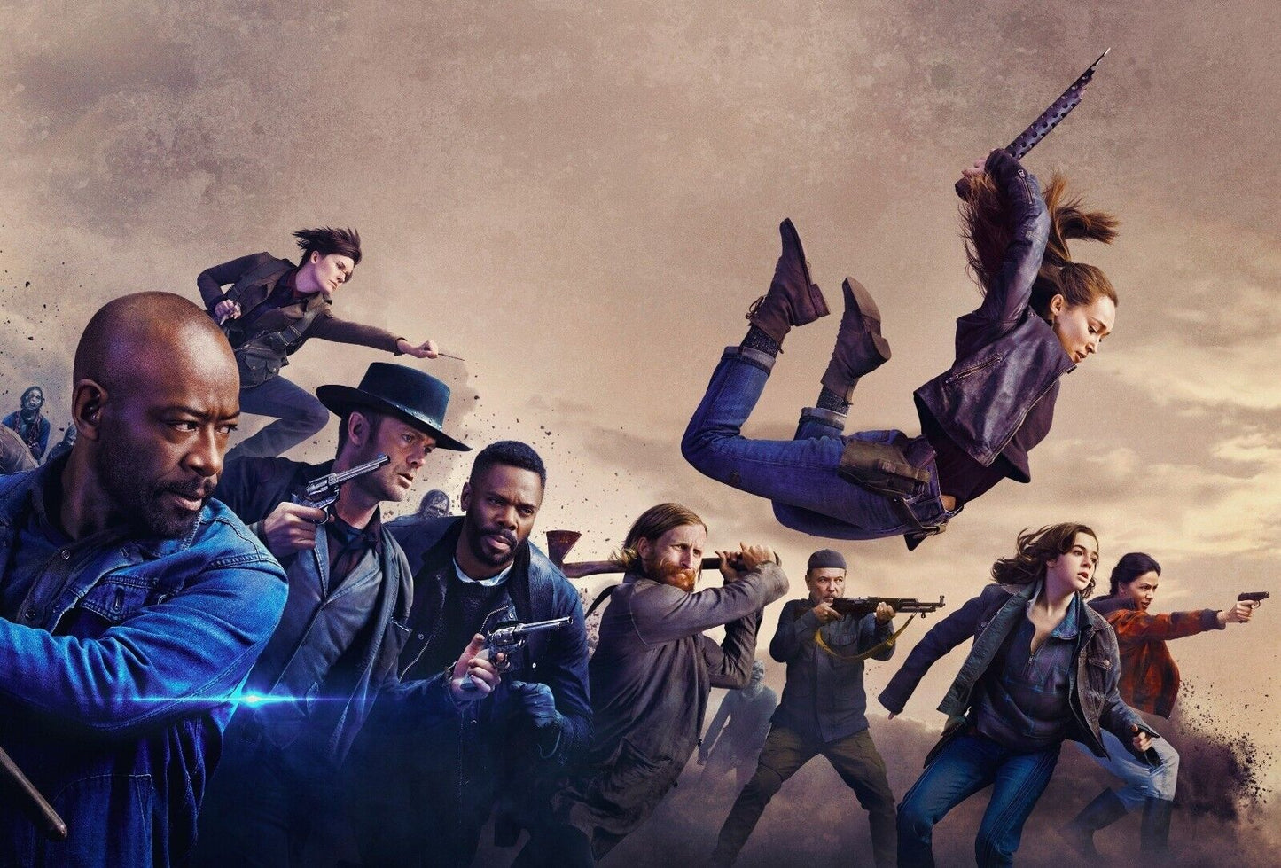 Fear The Walking Dead Season 5 | Cast Action Key Art | Zombie Spin-off Poster - Movies & TV Poster