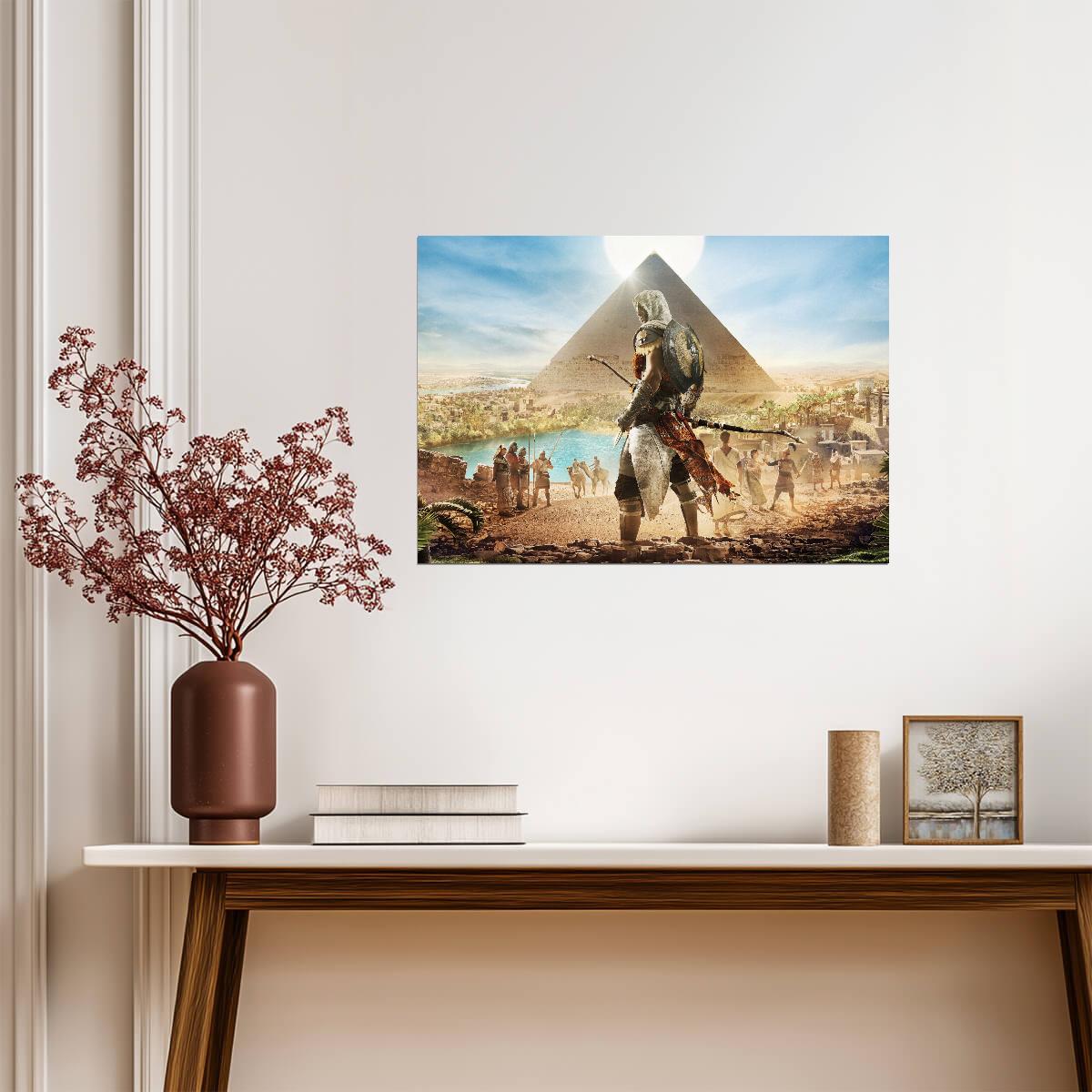 Assassin's Creed Origins Bayek in Egypt | Ancient Pyramid Poster | Gift for Gamers - Video Games Poster