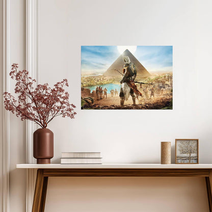 Assassin's Creed Origins Bayek in Egypt | Ancient Pyramid Poster | Gift for Gamers - Video Games Poster